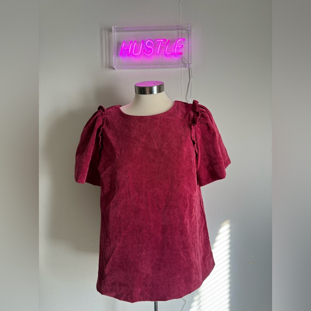 Women's burgundy corduroy top